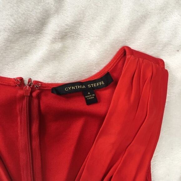 Cynthia Steffe Red Draped Sleeveless Mini Dress | Sz 4 - Picture 3 of 6